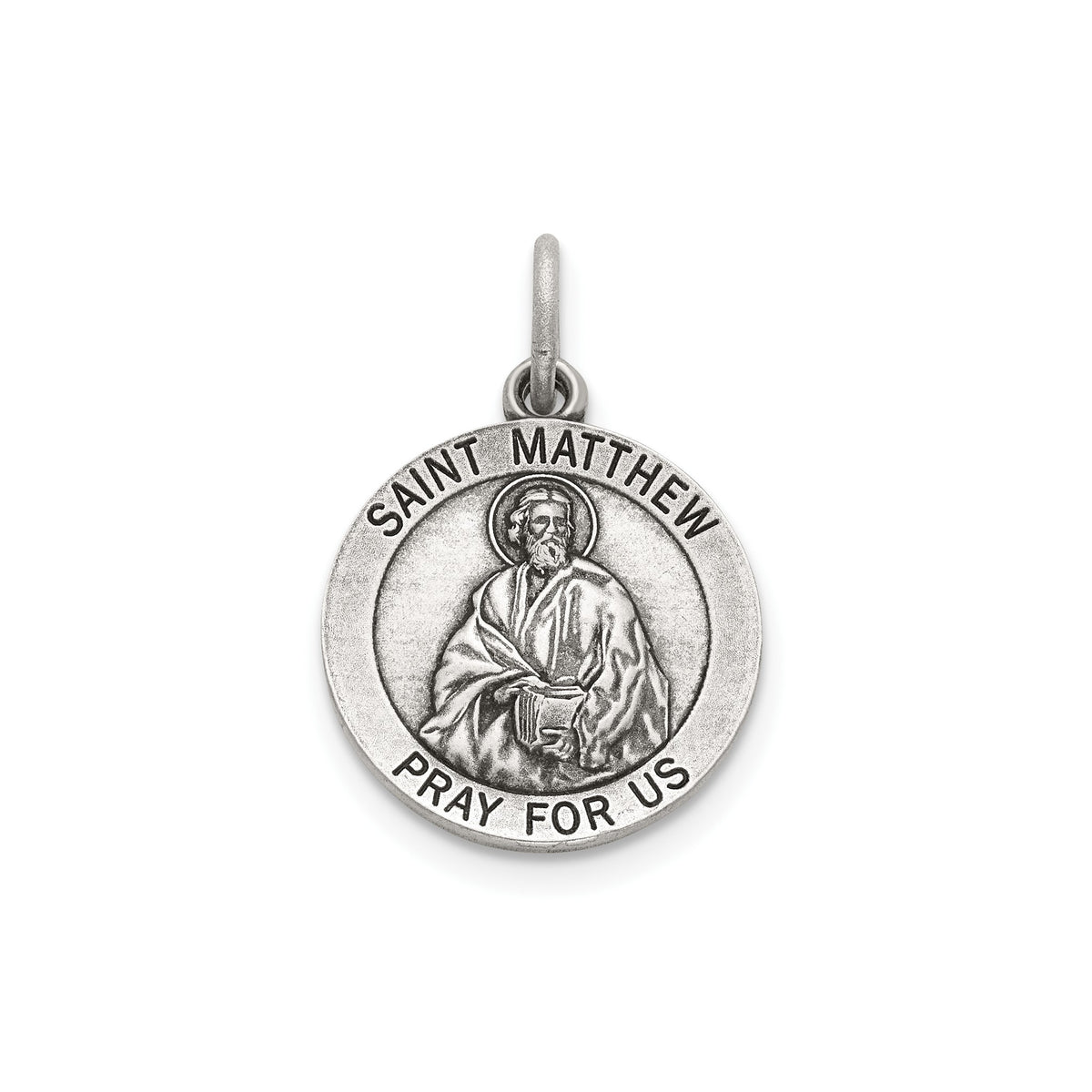 Antique Round St. Matthew Medal in Sterling Silver - Sophia Jewelers