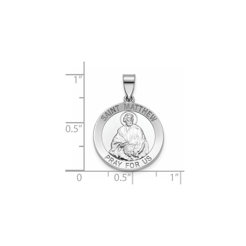 Round St. Matthew Medal in Sterling Silver, 18.25mm - Sophia Jewelers