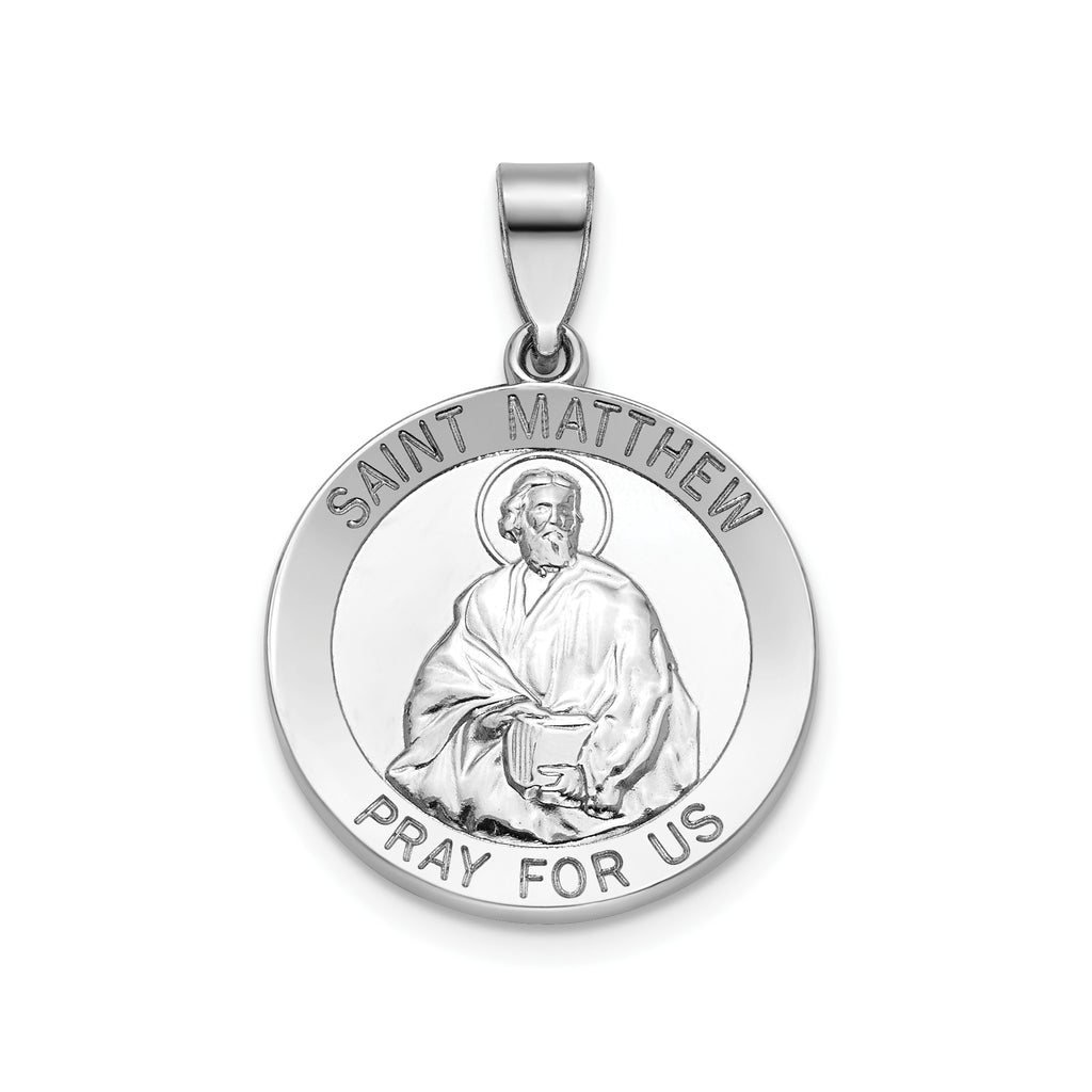 Round St. Matthew Medal in Sterling Silver, 18.25mm - Sophia Jewelers