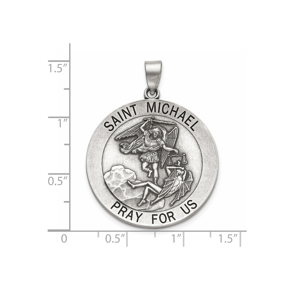 Antique Round St. Michael Medal in Sterling Silver, 29mm - Sophia Jewelers