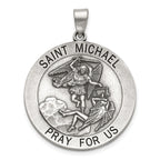 Antique Round St. Michael Medal in Sterling Silver, 29mm - Sophia Jewelers