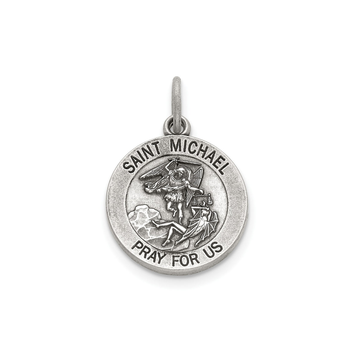Antique Round St. Michael Medal in Sterling Silver, 14.5mm - Sophia Jewelers Main image