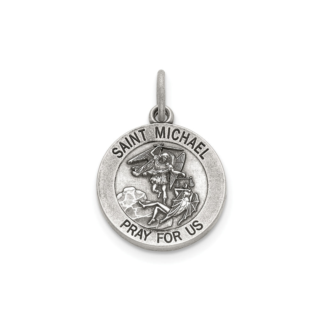 Antique Round St. Michael Medal in Sterling Silver, 14.5mm - Sophia Jewelers