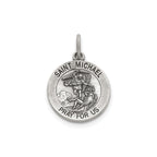 Antique Round St. Michael Medal in Sterling Silver, 14.5mm - Sophia Jewelers