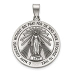 Antique Round Miraculous Medal in Sterling Silver, 25.25mm - Sophia Jewelers