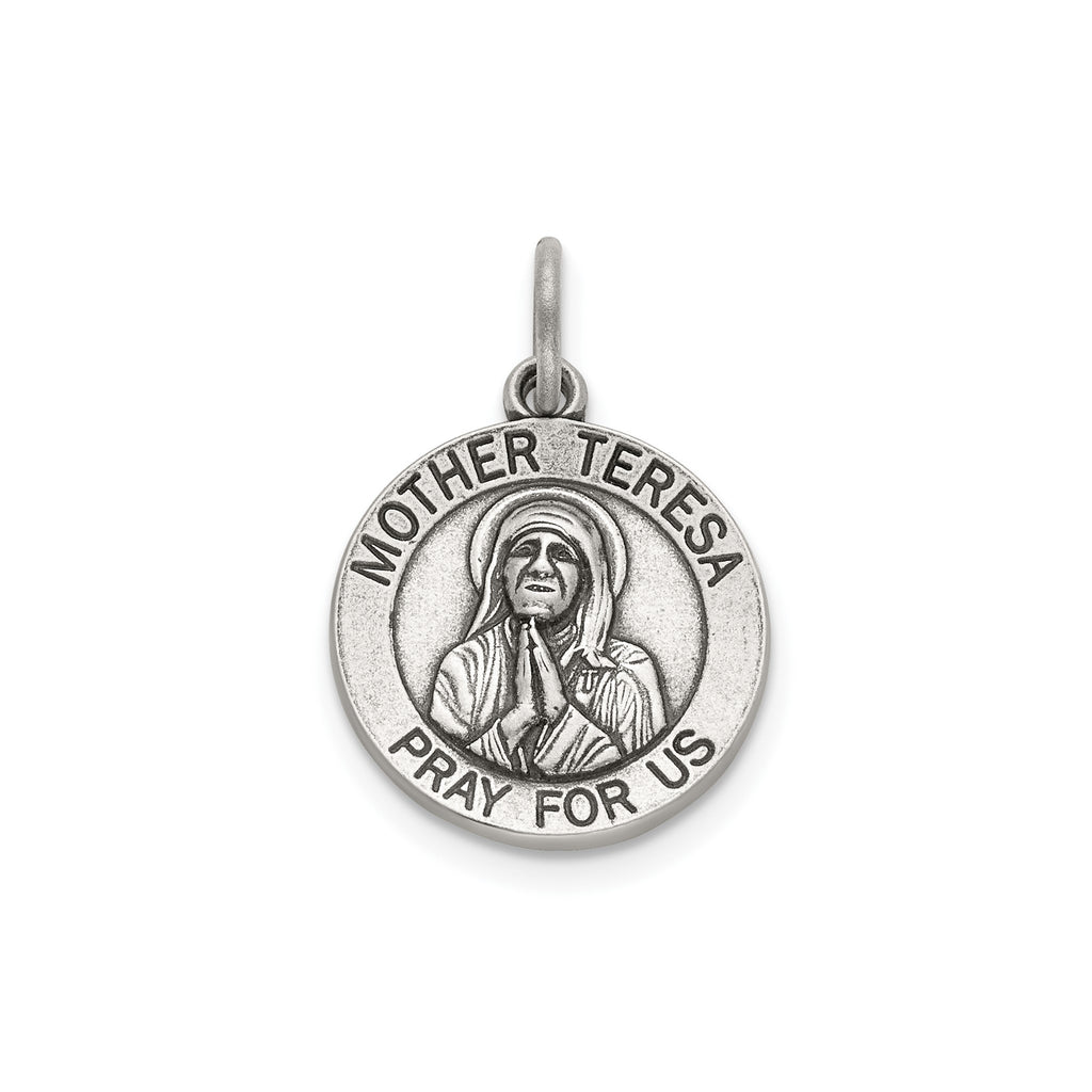 Antique Round Mother Teresa Medal in Sterling Silver - Sophia Jewelers