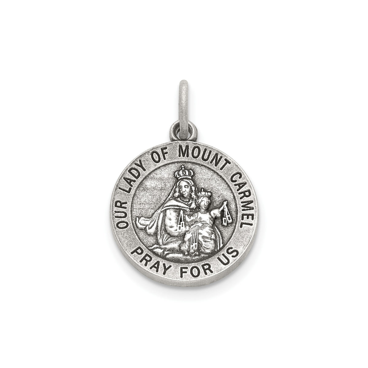 Our Lady of Mt. Carmel Medal in Sterling Silver, 14.5mm - Sophia Jewelers Main image