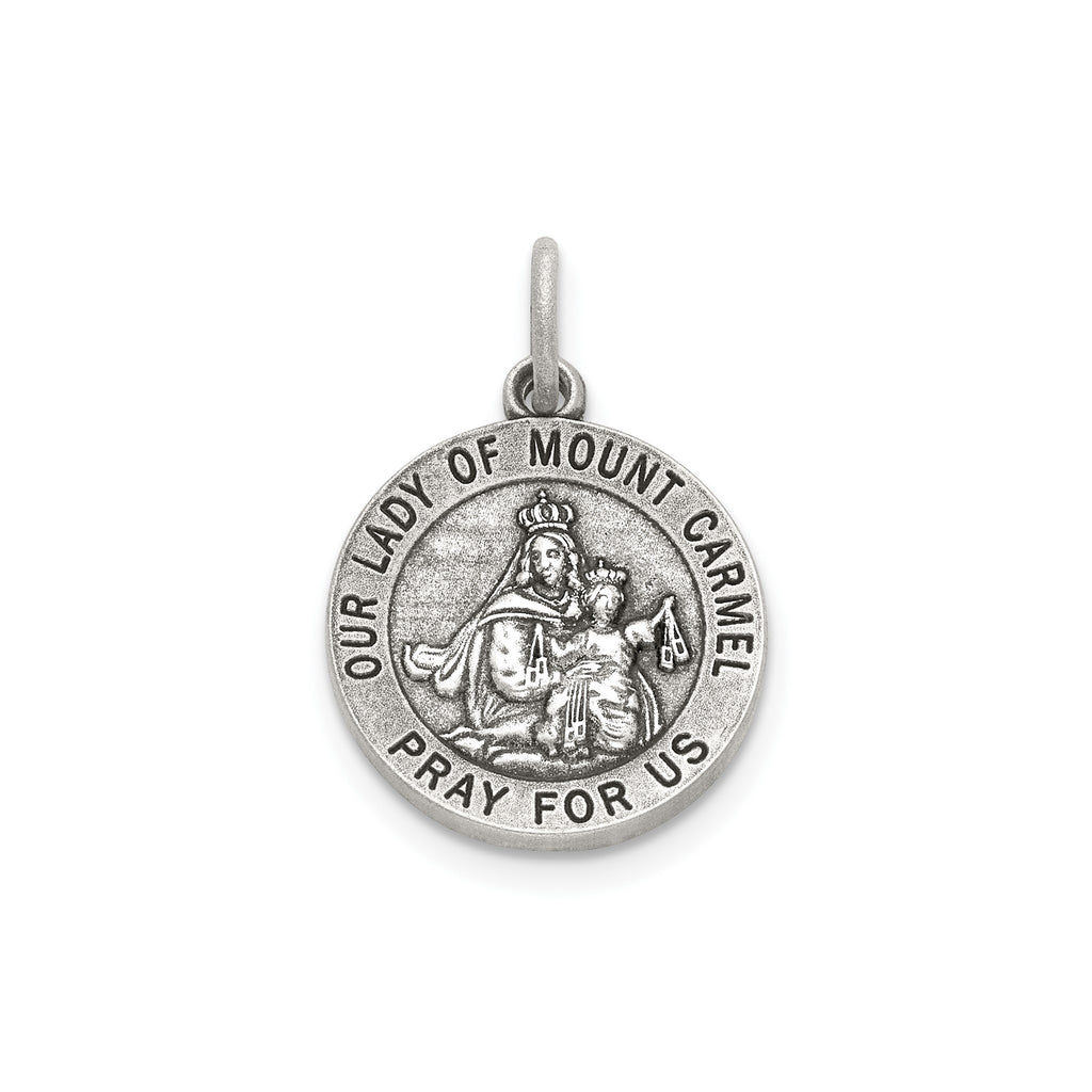 Our Lady of Mt. Carmel Medal in Sterling Silver, 14.5mm - Sophia Jewelers