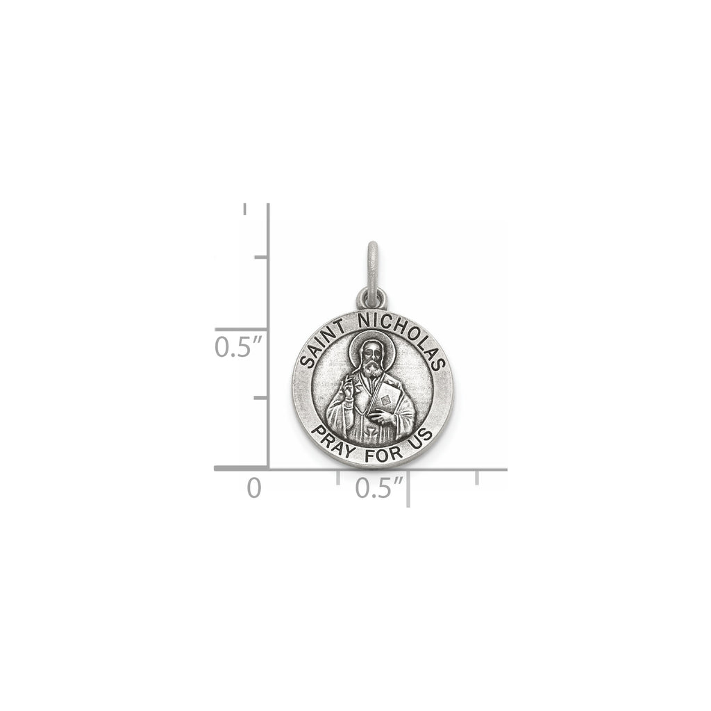 Antique Round St. Nicholas Medal in Sterling Silver - Sophia Jewelers