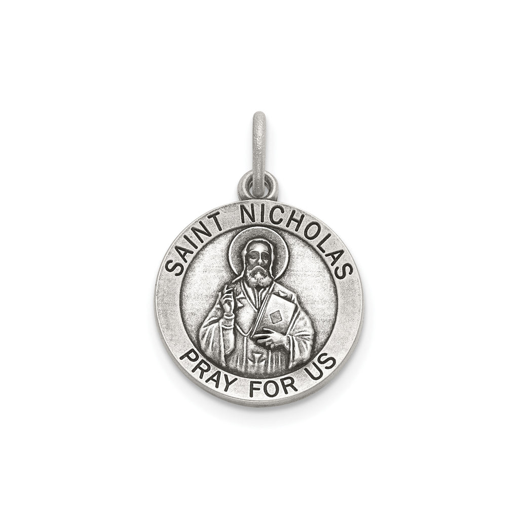 Antique Round St. Nicholas Medal in Sterling Silver - Sophia Jewelers