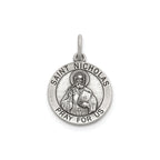 Antique Round St. Nicholas Medal in Sterling Silver - Sophia Jewelers