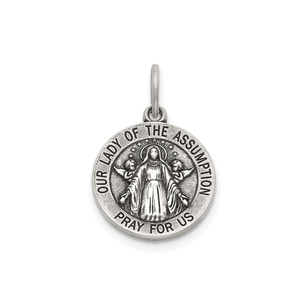 Our Lady of the Assumption Medal in Sterling Silver, 14.5mm - Sophia Jewelers