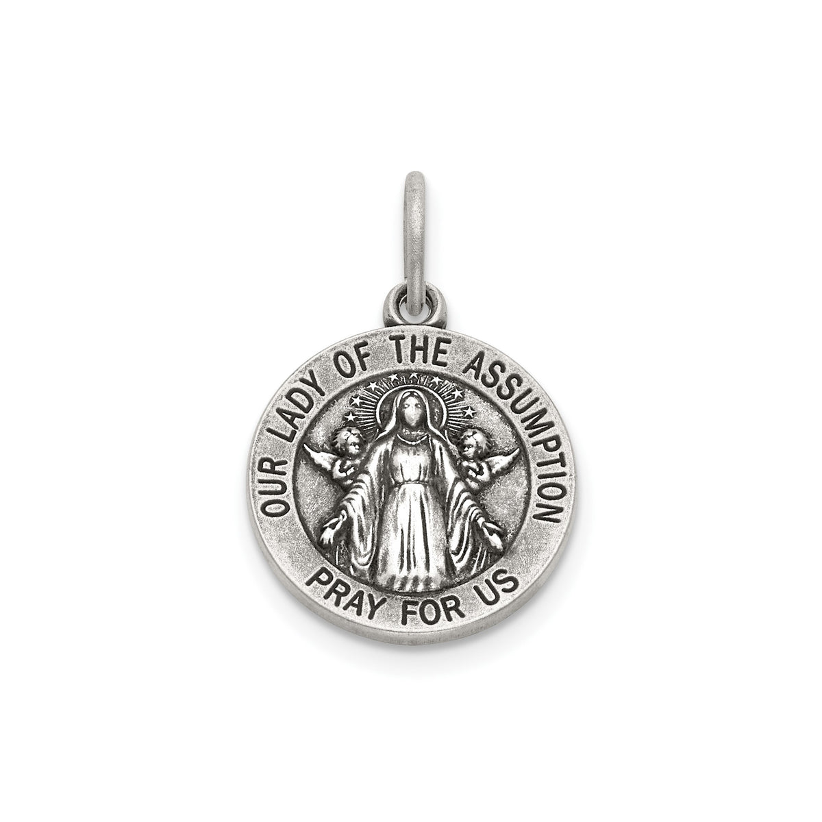 Our Lady of the Assumption Medal in Sterling Silver, 14.5mm - Sophia Jewelers