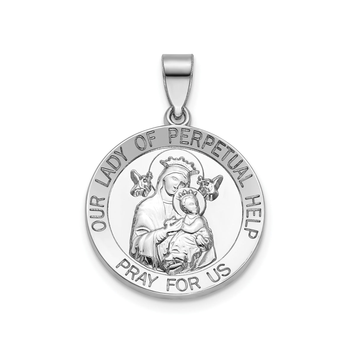 Round Perpetual Help Medal in Sterling Silver, 18.25mm - Sophia Jewelers Main image