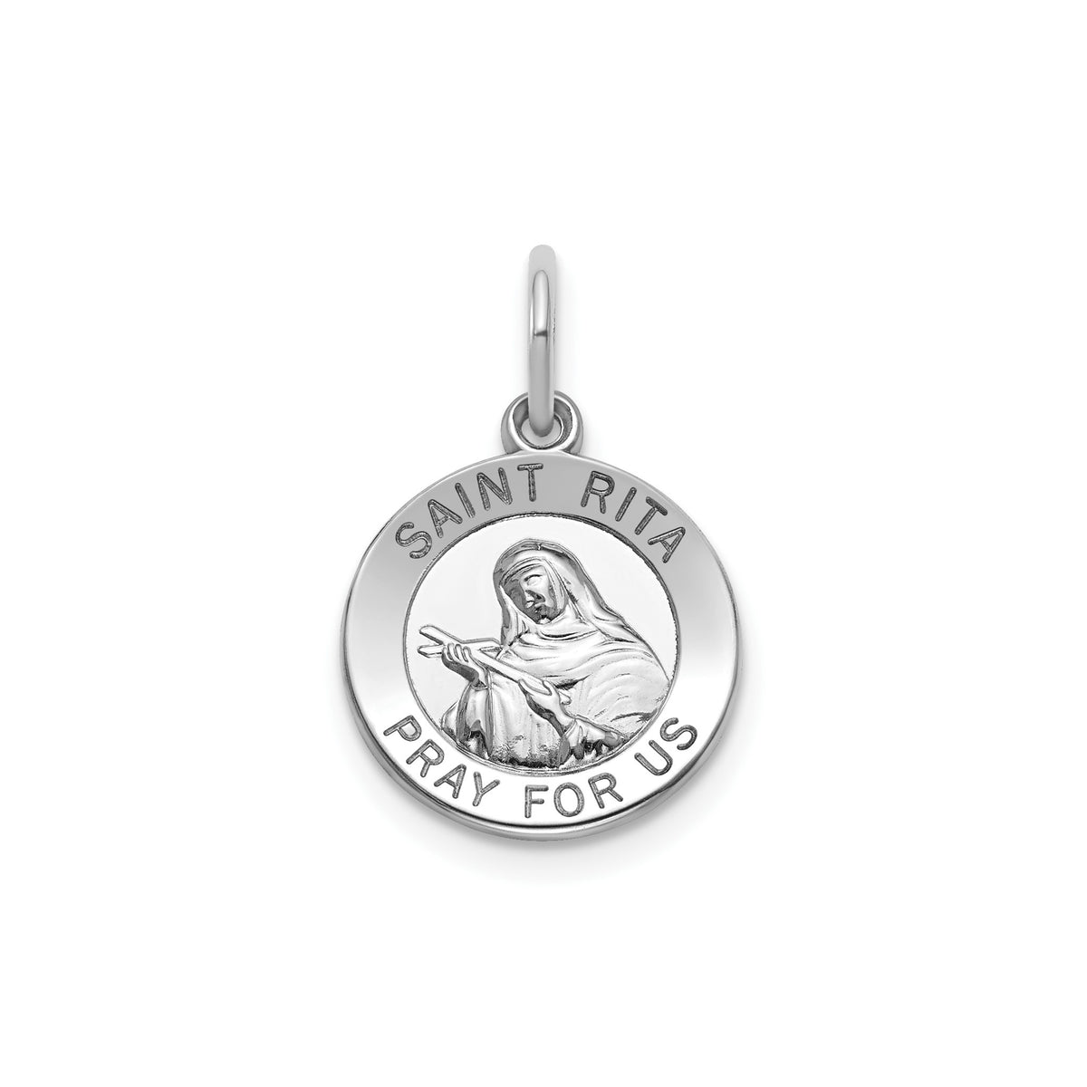 Round St. Rita Medal in Sterling Silver, 13.25mm - Sophia Jewelers