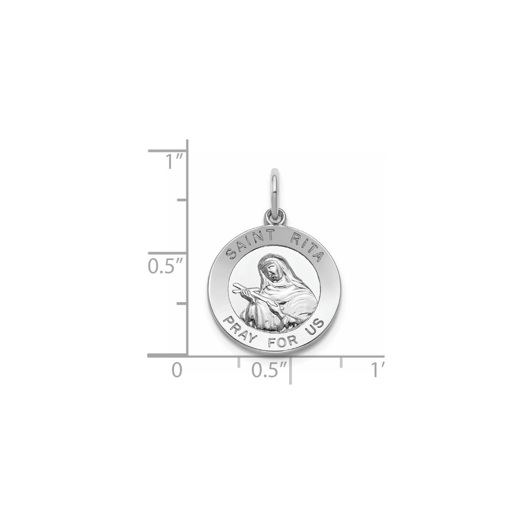 Round St. Rita Medal in Sterling Silver, 16.25mm - Sophia Jewelers