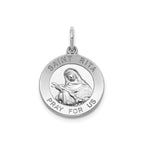 Round St. Rita Medal in Sterling Silver, 16.25mm - Sophia Jewelers