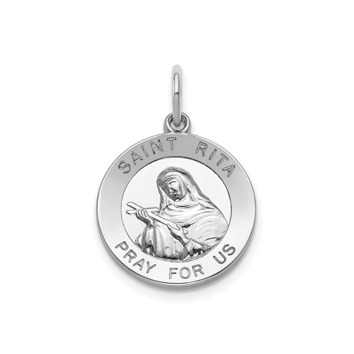Round St. Rita Medal in Sterling Silver, 16.25mm - Sophia Jewelers