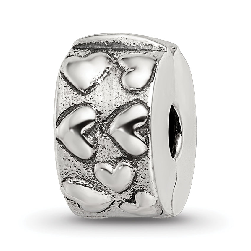 Sterling Silver Reflections Hinged Hearts Clip Bead Main image