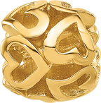 Sterling Silver Reflections Gold-plated Multiple Hearts Bead