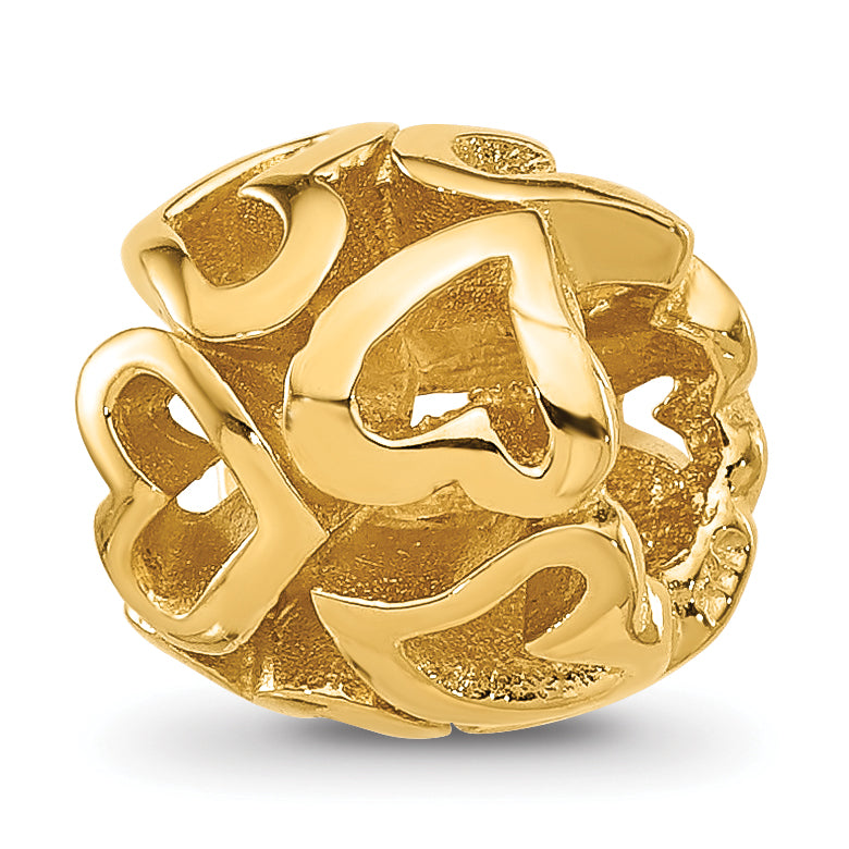 Sterling Silver Reflections Gold-plated Multiple Hearts Bead Main image