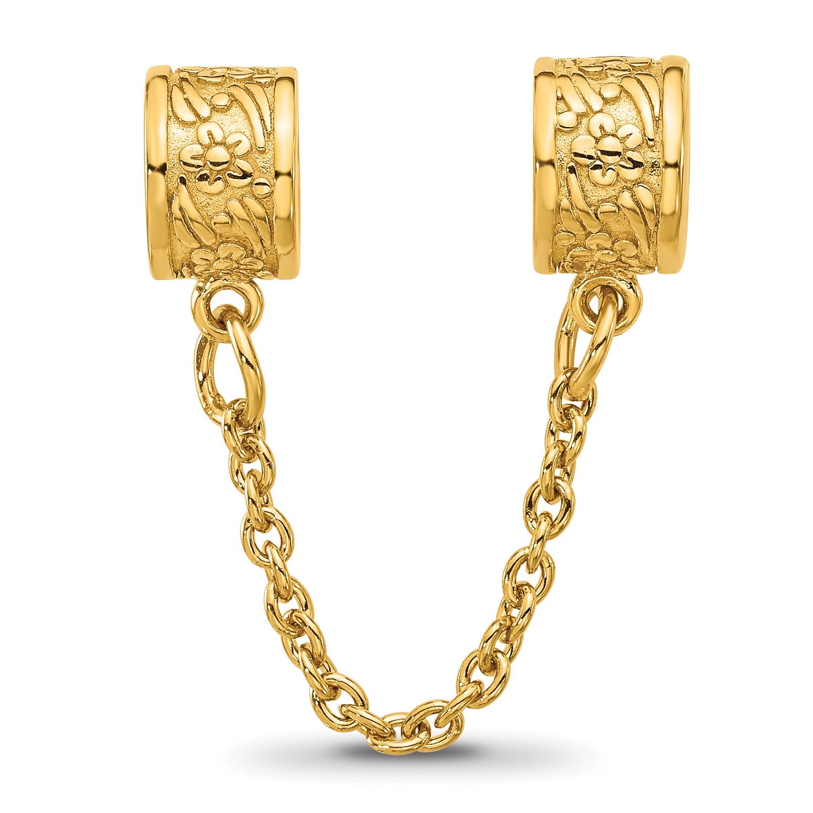 Sterling Silver Reflections Gold-plated Floral Safety Chain Bead
