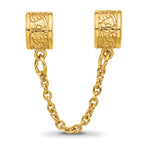 Sterling Silver Reflections Gold-plated Floral Safety Chain Bead