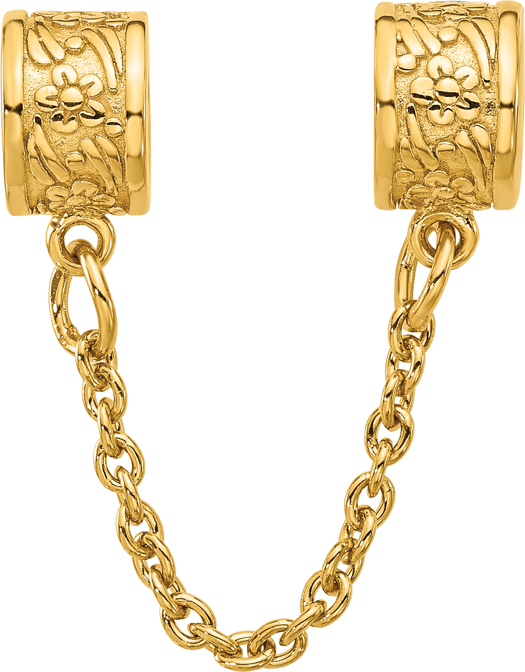Sterling Silver Reflections Gold-plated Floral Safety Chain Bead