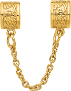 Sterling Silver Reflections Gold-plated Floral Safety Chain Bead