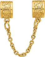 Reflection Beads Sterling Silver Gold-Plated Floral Safety Chain Bead - Sophia Jewelers