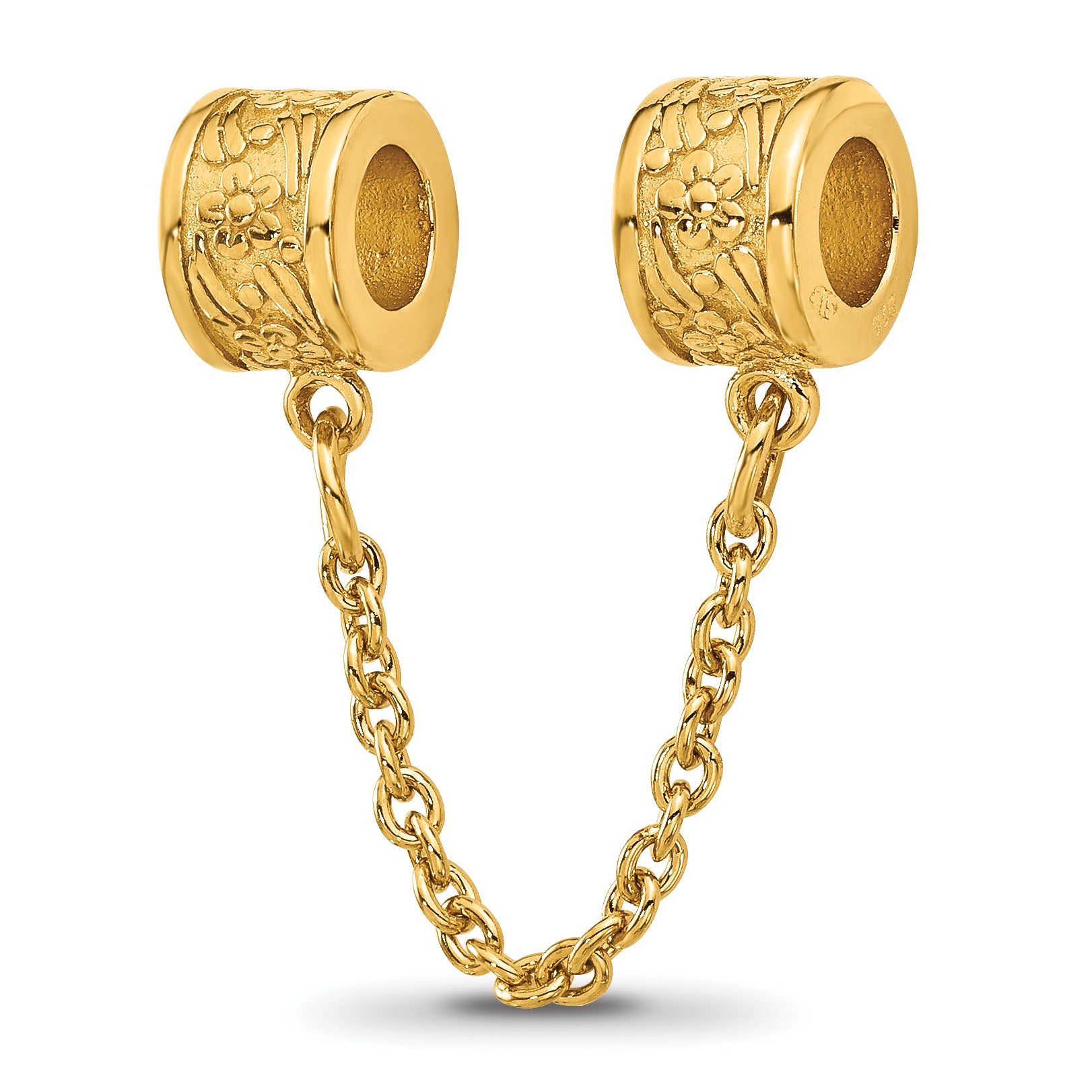 Sterling Silver Reflections Gold-plated Floral Safety Chain Bead Main image