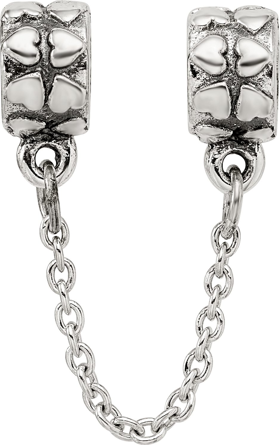 Reflection Beads Sterling Silver Security Chain Heart Bead - Sophia Jewelers