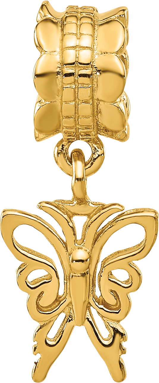 Sterling Silver Reflections Gold-plated Butterfly Dangle Bead