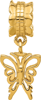 Sterling Silver Reflections Gold-plated Butterfly Dangle Bead
