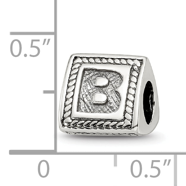 Sterling Silver Reflections Letter B Triangle Block Bead