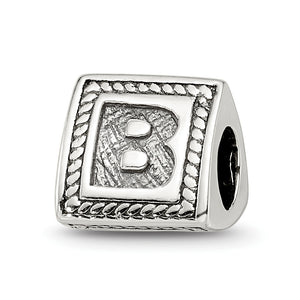 Sterling Silver Reflections Letter B Triangle Block Bead