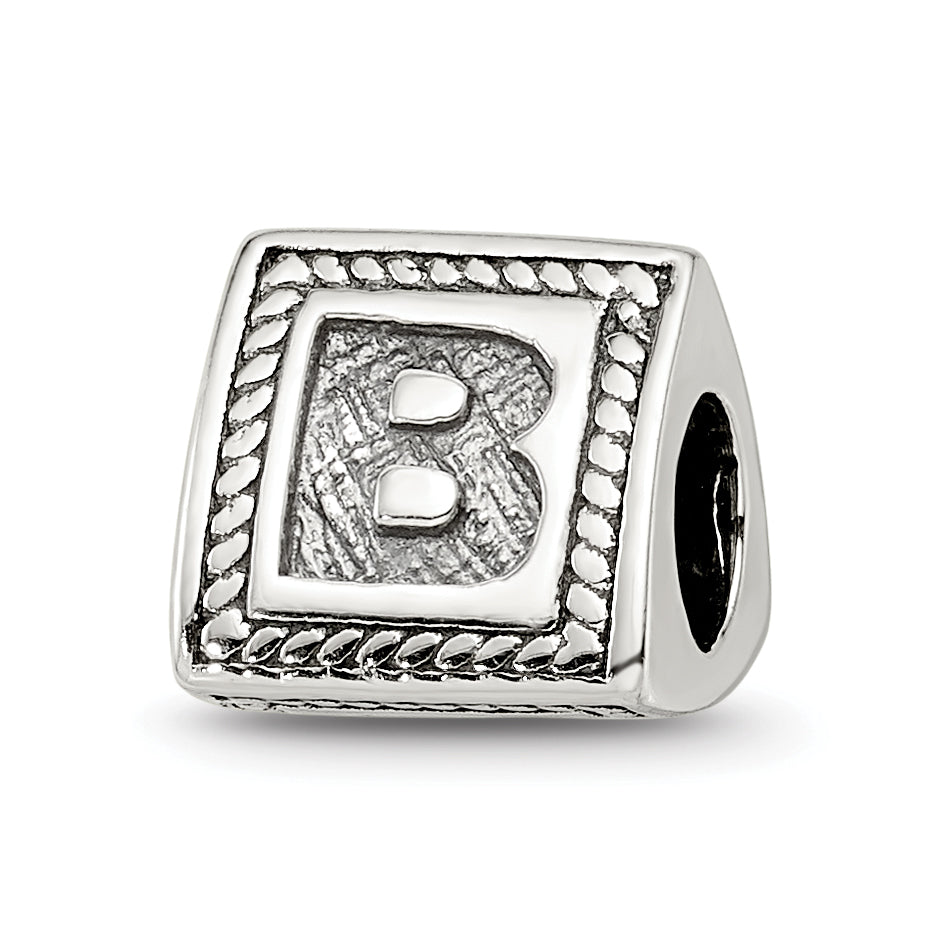 Sterling Silver Reflections Letter B Triangle Block Bead