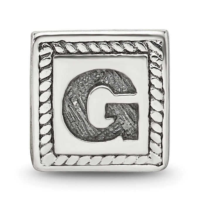 Sterling Silver Reflections Letter G Triangle Block Bead