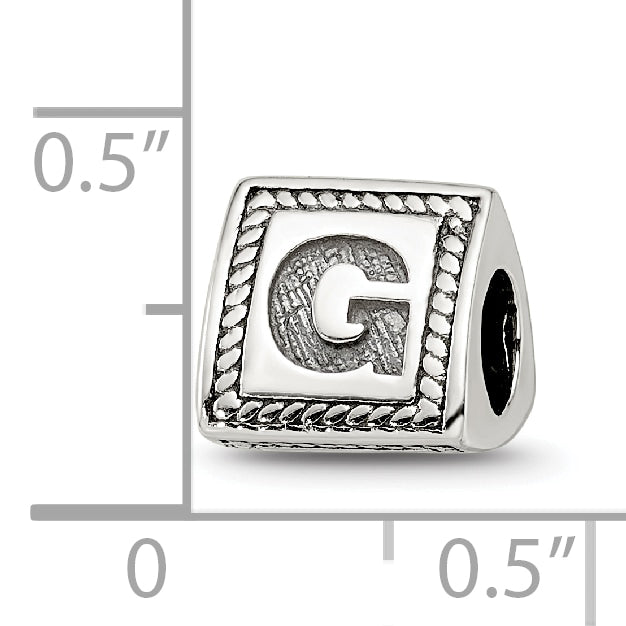 Sterling Silver Reflections Letter G Triangle Block Bead