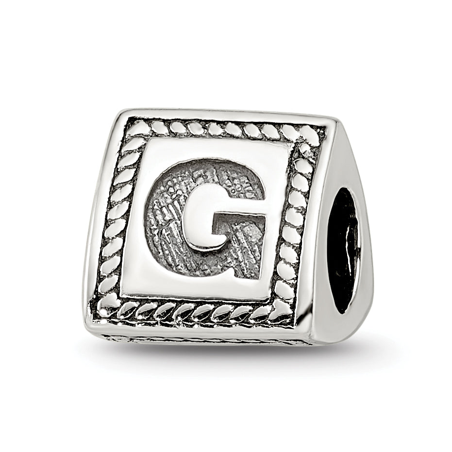 Sterling Silver Reflections Letter G Triangle Block Bead Main image