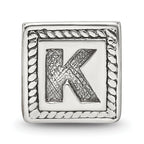 Sterling Silver Reflections Letter K Triangle Block Bead