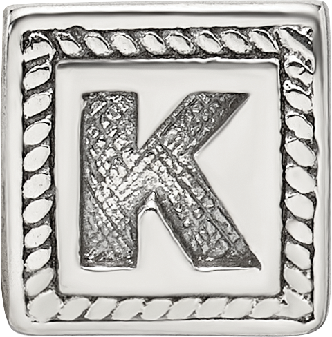 Sterling Silver Reflections Letter K Triangle Block Bead