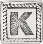 Sterling Silver Reflections Letter K Triangle Block Bead