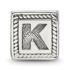 Sterling Silver Reflections Letter K Triangle Block Bead