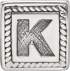 Sterling Silver Reflections Letter K Triangle Block Bead