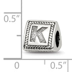 Sterling Silver Reflections Letter K Triangle Block Bead