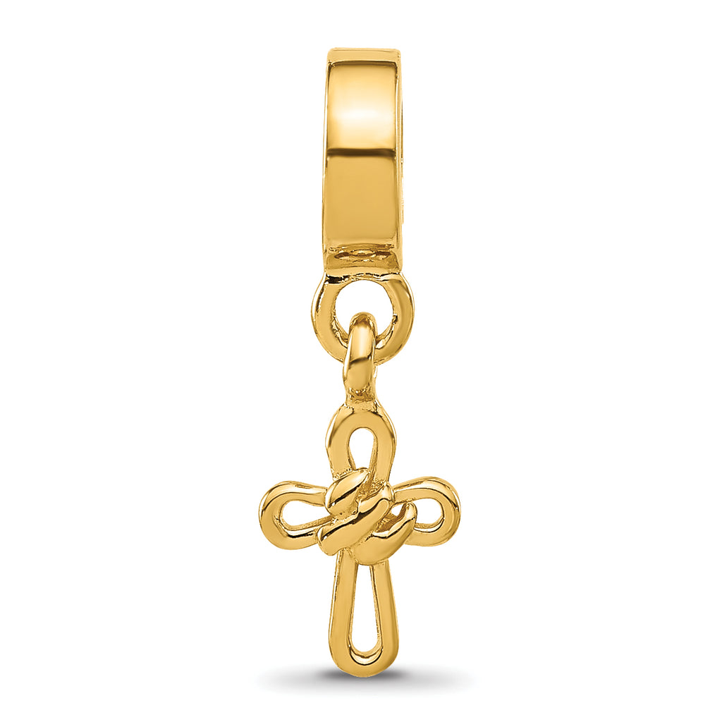 Sterling Silver Reflections Gold-plated Dove Cross Dangle Bead