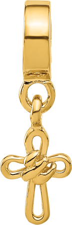 Sterling Silver Reflections Gold-plated Dove Cross Dangle Bead