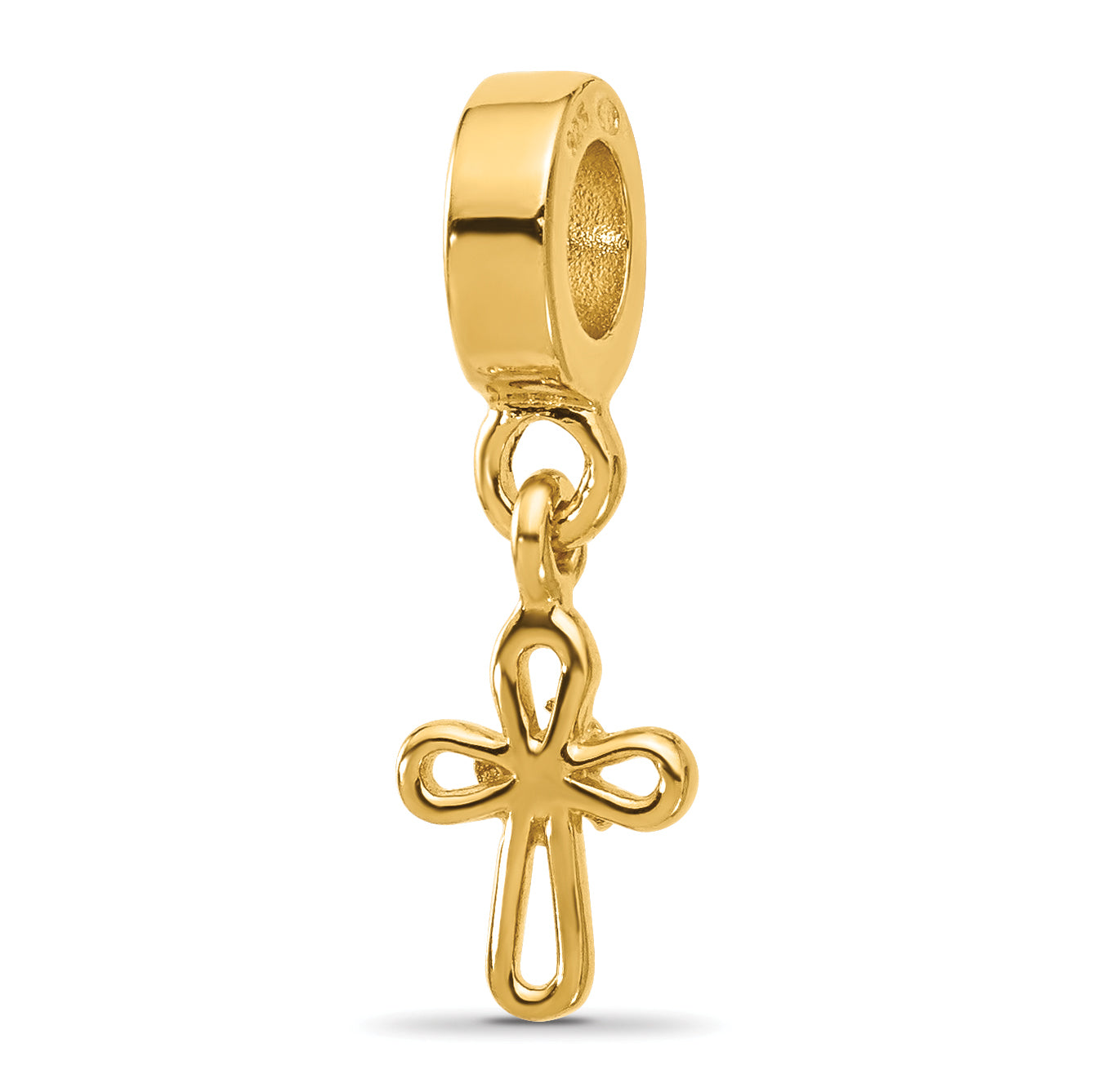 Sterling Silver Reflections Gold-plated Dove Cross Dangle Bead