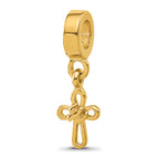 Sterling Silver Reflections Gold-plated Dove Cross Dangle Bead
